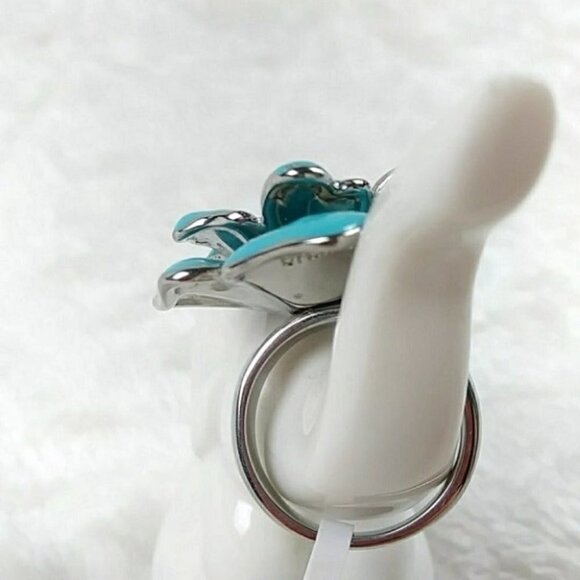 Hypoallergenic Blue Flower Statement Ring Stainless Steel Statement Ring - Picture 7 of 9